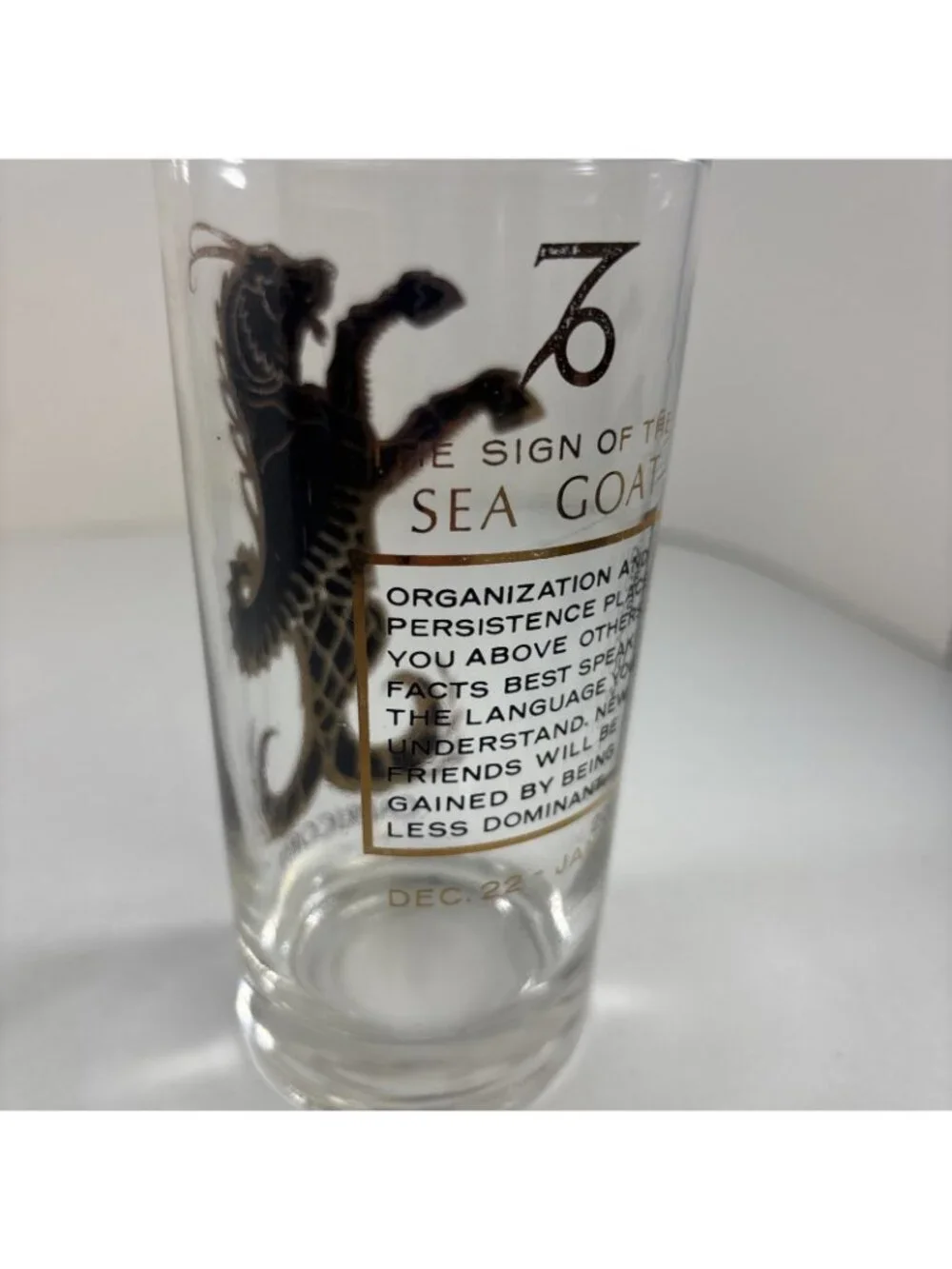 VTG MCM Anchor Hocking Zodiac Highball Tumbler Glass Capricorn Astrology 1960s